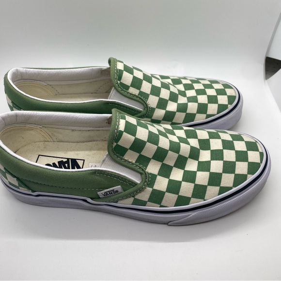 Vans Slip On classics in Shale (Green) and True White checkered pattern W 8.5 - Picture 5 of 7